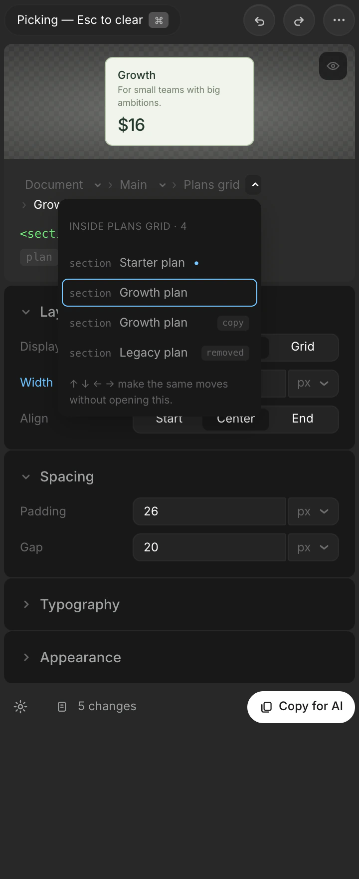 Concept C: a breadcrumb whose crumbs open menus listing sibling elements